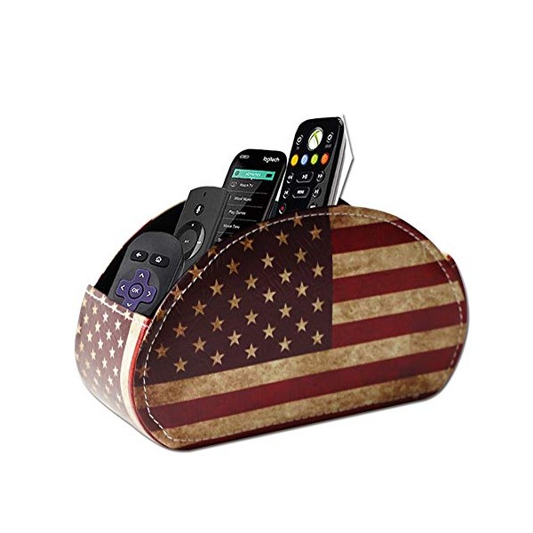QIELIZI Remote Control Holder, PU Leather Remote Caddy Desktop Organizer