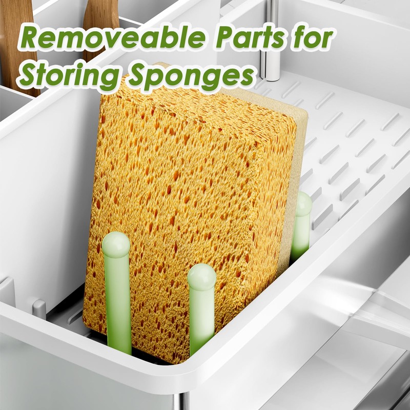 Ewaiira Stainless Steel Sink Caddy, Sponge Holder for Kitchen Sink
