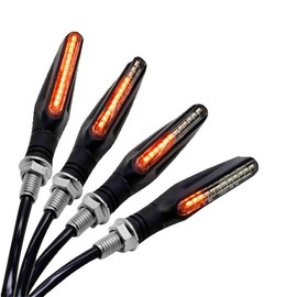 Motorcycle LED Turn Signal, Flowing Turn Signal, Set of 4, 12 V, Dedicated Motorcycle, LED Sequential, Universal Indicator, Signal, Dustproof, Energy Saving, Vibrant