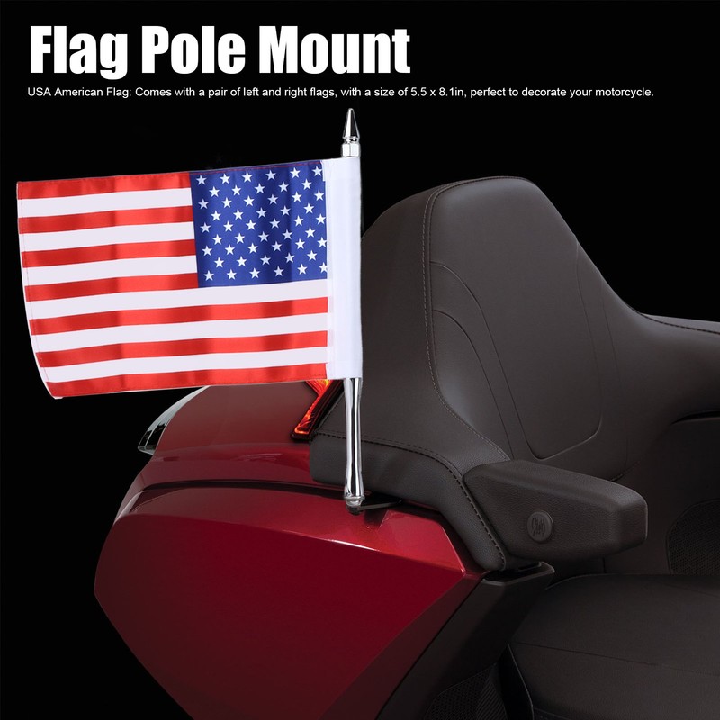 Trunk Lid Flag Pole Mount Kit with USA American Flag