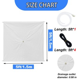 5 x 5ft Ceiling Leak Diverter with Hose and Grommets Heavy Duty Roof Leak Diverter White Leak Diverter Tarp with Hose Water Diverter Tarp for Roof Leak Fix