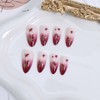 24Pcs Red Gradient Press on Nails Glitter Maple Leaf Medium