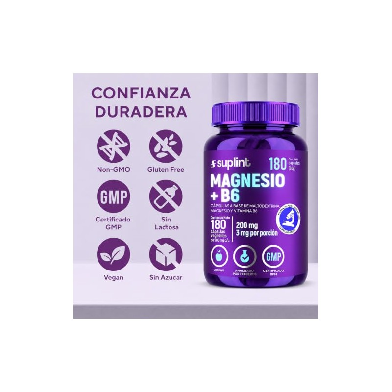 Citrato de Magnesio 200 mg con Vitamina B6 + Magnesio