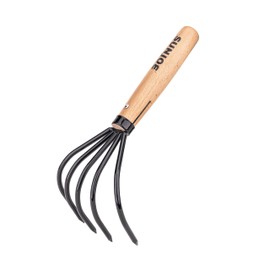 Nisaku by Sun Joe NJP555 Kumade Gohondume 5 Tine Claw Rake and Cultivator 4.75-Inch Width, Japanese Carbon Stainless Steel Prongs