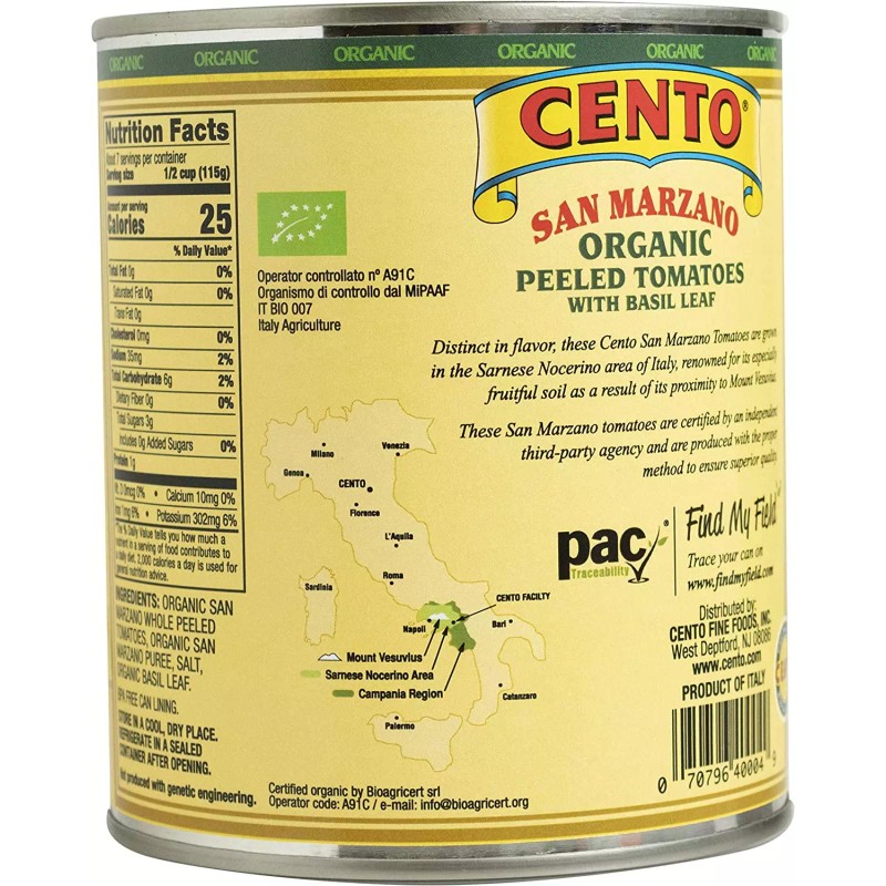 Cento San Marzano Organic Peeled Tomatoes Pack of 6