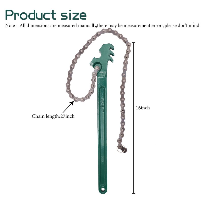 Ruikarhop 16 Inch Heavy Duty Reversible Chain Wrench for 1.5"