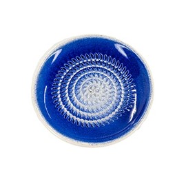 Kaladia Ceramic Grater Plate/Ceramic Slicer, Plain Colour, Ideal for Ginger, Parmesan, etc. in Dark Blue, Diameter: 12 cm, Handmade and Hand-Painted in Spain
