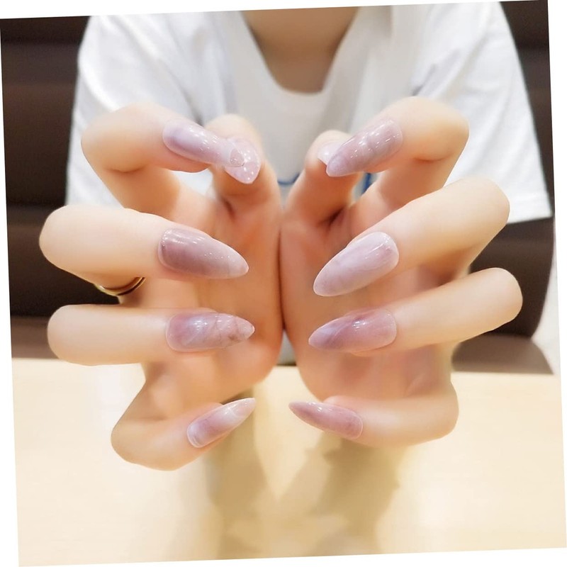 Healeved Chic Marble Nail Art Accessories 24pcs Full Cover Fake