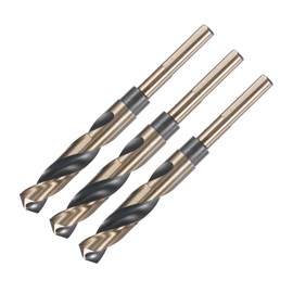sourcing map 3pcs Reduced Shank Twist Drill Bits 16mm Black Nitride & Gold Titanium Coated High Speed Steel 4341 with 10mm Shank for Stainless Steel Alloy Metal Plastic Wood