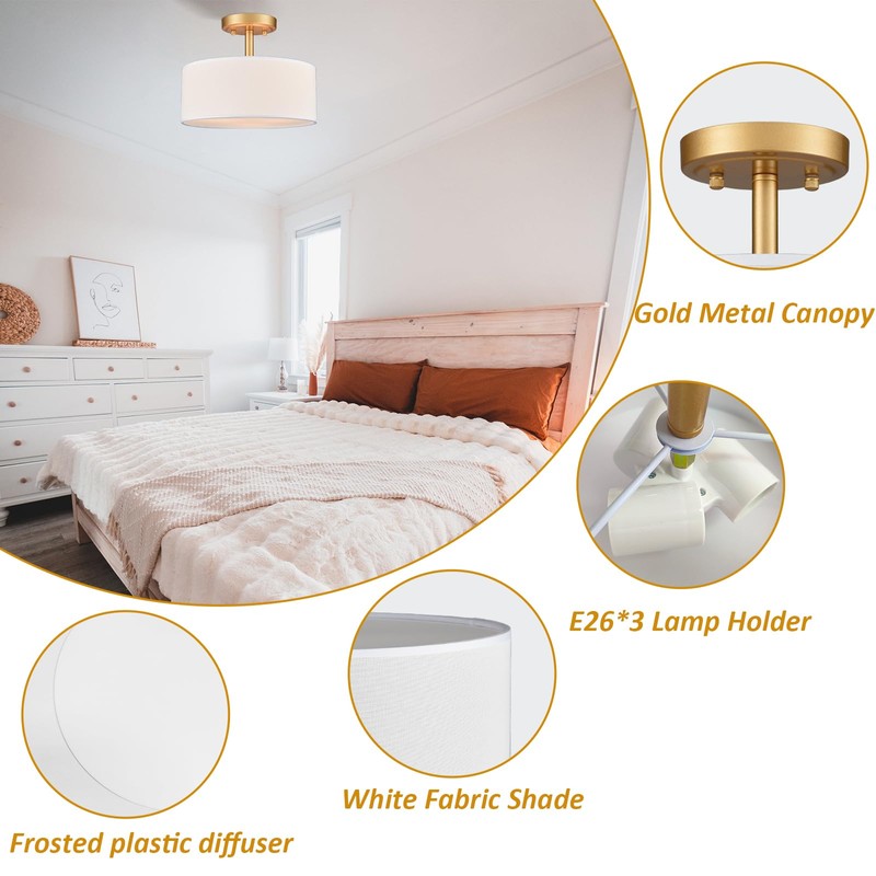 AXILAND Modern Light Fixture Ceiling Mount Flush Mount Drum Ceiling