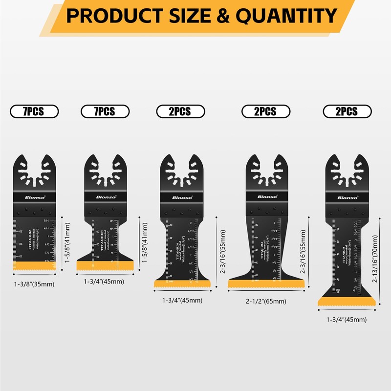 Bionso 20PCS Titanium Oscillating Tool Blade, Professional Universal Multitool Blades