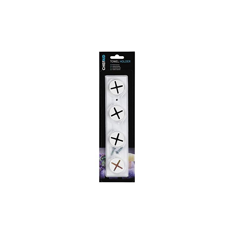 Chef Aid 4 Hole Tea Towel Holder, White