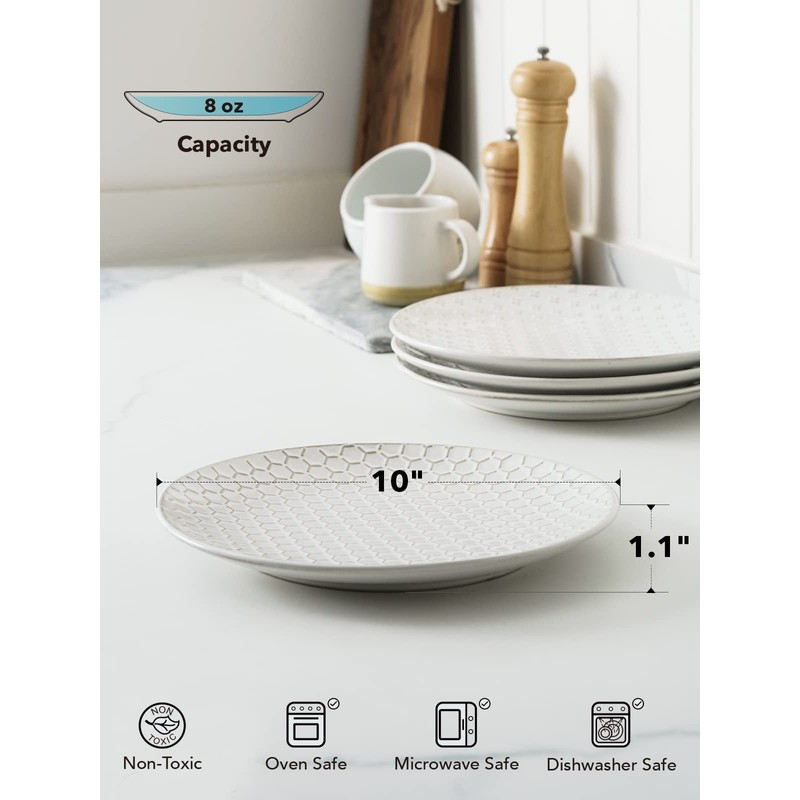 LE TAUCI Dinner Plates 10 Inch, Ceramic Dish Set for