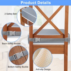 Toddler Booster Seat for Kitchen Chair Dining Table, Washable Thick Strong Support Portable Booster Chair for Toddlers Eating, Easy Cleaning Booster Seat Cushion Detachable with Adjustable Straps