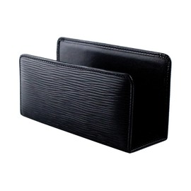 DELMON VARONE - Manhattan Black Premium Leather Letter Stand - Document Stand for Storing Letters, Documents & Brochures - Organiser for Desk and Office with Metal Insert
