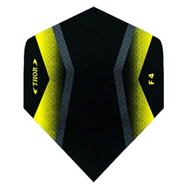 Thor F4 F4 Flights > 100 Micron Standard Shape A (No. 2) Set of 4 Dart Flights Blue / Pink / Yellow - Bronze Thor F4 Exclusivline Darts Flight (Yellow/Black)