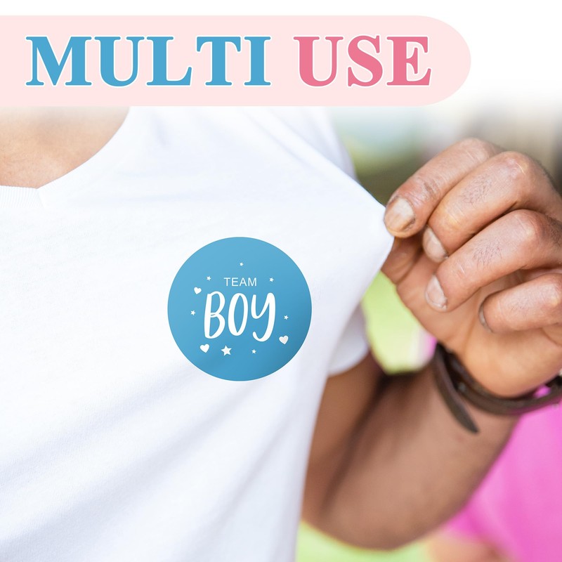 Gender Reveal Party Stickers, Team Boy or Team Girl, Pink