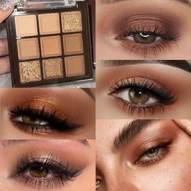 Paleta de Sombras de Ojos de 9 Colores - Kit de Maquillaje Mate y Brillo | Paleta de Sombras de Ojos Altamente Pigmentada, Mate de Larga Duración, par