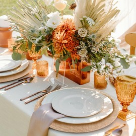 Matutinal 12 Pieces Burlap Placemats, 11.8" Round Fall Reusable Table Mats for Wedding, Brown Circle Rustic Table Decorations for Dinner Holiday Farmhouse Supplies