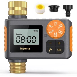 Insoma 2XSprinkler Timer with Brass Inlet & Outlet, Water Timer for Outdoor Garden Hose