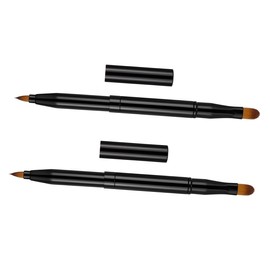Healeved 2pcs Retractable Double-ended Makeup Brush Multi-purpose Lip Eyeliner and Concealer Applicators with Soft Synthetic Bristles for Precise Application