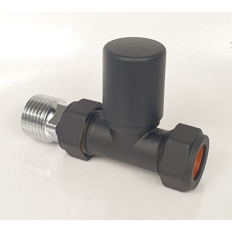 Oslo Black Straight Designer TRV Thermostatic Radiator & Towel Rail