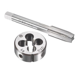 sourcing map M12 x 1.5mm Metric Tap and Die Set, Machine Thread Screw Tap with Round Threading Die, Tap & Die Kit for Nut Screw Bolt Thread Repair