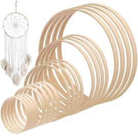 Pack of 20 Bamboo Floral Hoop, Rings for Crafts, 5 Sizes, 8/10/15/20/26 cm Macrame Rings, Wooden Rings for Crafts, Wooden Bamboo Flower Wreath for DIY Dream Catcher, Wedding Wreath, Decor and Wall