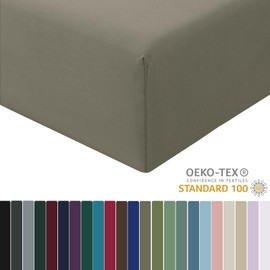 RUIKASI Fitted Sheet 180 x 200 cm Taupe Bed Sheet - Oeko Tex Fitted Sheet 180 x 200 cm Duvet Cover, Microfibre Bed Sheet Cover 180 x 200 cm Deep Pocket Bed Fitted Sheet