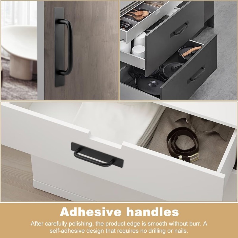 Pilarmuture 2 Pcs Adhesive Handles,Adhesive Cabinet Handles,Self Stick No Drilling