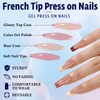 Bellelfin 150Pcs French Tip Press on Nails Long Square Fake