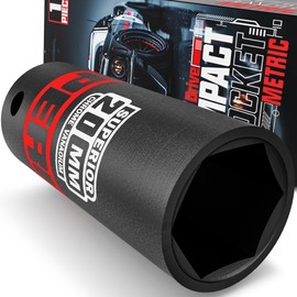 KIRXST 1/2" Drive 20mm Deep Impact Socket, 6 Point CR-V Deep Socket, 78mm Length, Auto Trucks Car Tires Repairing DIY Mechanic Tool