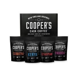 Gourmet Coffee Sampler Gift Box Set | Whole Bean Coffee 4 bags | 1lb Total | Organic Sumatra Dark, Kenya AA Medium-Dark, Rwanda Medium, Natural Ethiopian Medium-Light, 1lb Total