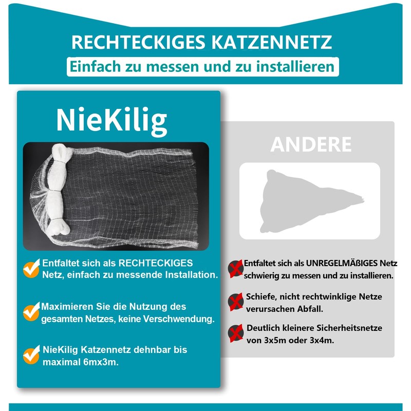 NieKilig Cat Net for Balcony, No Drilling, Cats for Balconies,