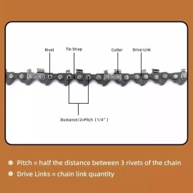 Fifchall 4 Pack 12 Inch Chainsaw Chain 1/4 LP Pitch .043 Gauge 64 Drive Links, Pole Saw