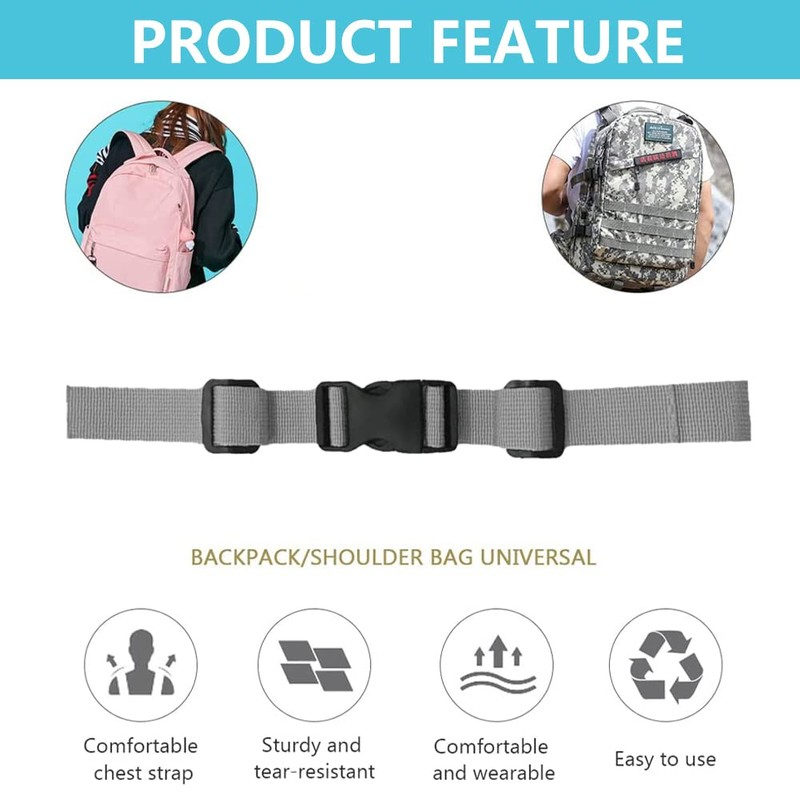 Adjustable Chest Strap for Backpack and School Bag, 2 Pieces