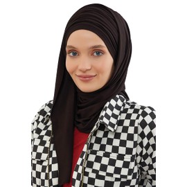Aisha's Design Instant Hijab Scarves for Women, 95% Cotton Pretied Bonnet Turban & Jersey Shawl Head Wrap, Black