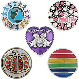 Real Charming 5 Snap Charm Set for use with Real Charming Premium Decorative Badge Reel - Retractable ID Holder with Belt Clip (Holiday 2)