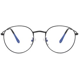 Kursan Blue Light Blocking Glasses for Women Men Retro Round Clear Lens Eyeglasses (Black)
