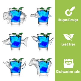 Tirplorare Shot Glasses - Unique and Durable Animal-shaped Glassware Set for Bartending and Party Supplies (Mixed-shaped)