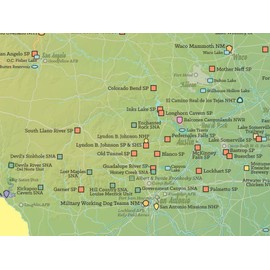 Texas State Parks & Federal Lands Map 18x24 Poster (Green & Yellow)