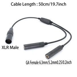 YiNiTone GA Dual Plug to Airbus XLR Male Headset Adapter General Aviation 0.2"& 0.25inch Female Jacks to 5-Pin XLR Males, Compatible with Airbus and General Aviation Realms