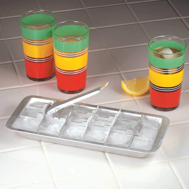 Fox Valley Traders Vintage Kitchen Aluminum Metal Ice Cube Trays,