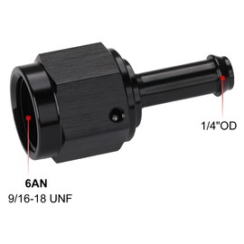 Podavelle 6AN Female to 1/4 Barb Hose Fitting Adapter Straight Swivel Aluminum Black 2PCS