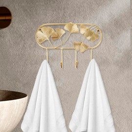 Homoyoyo Metal Wall Hook Ginkgo Leaf Decorative Vintage Coat Hooks Entryway Key Hook for Coat Hat Towel Rack Purse Key Bag Bathroom Bedroom Entryway Decor