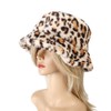 Women's Leopard Print Faux Fur Bucket Hat Fluffy Winter Warmer