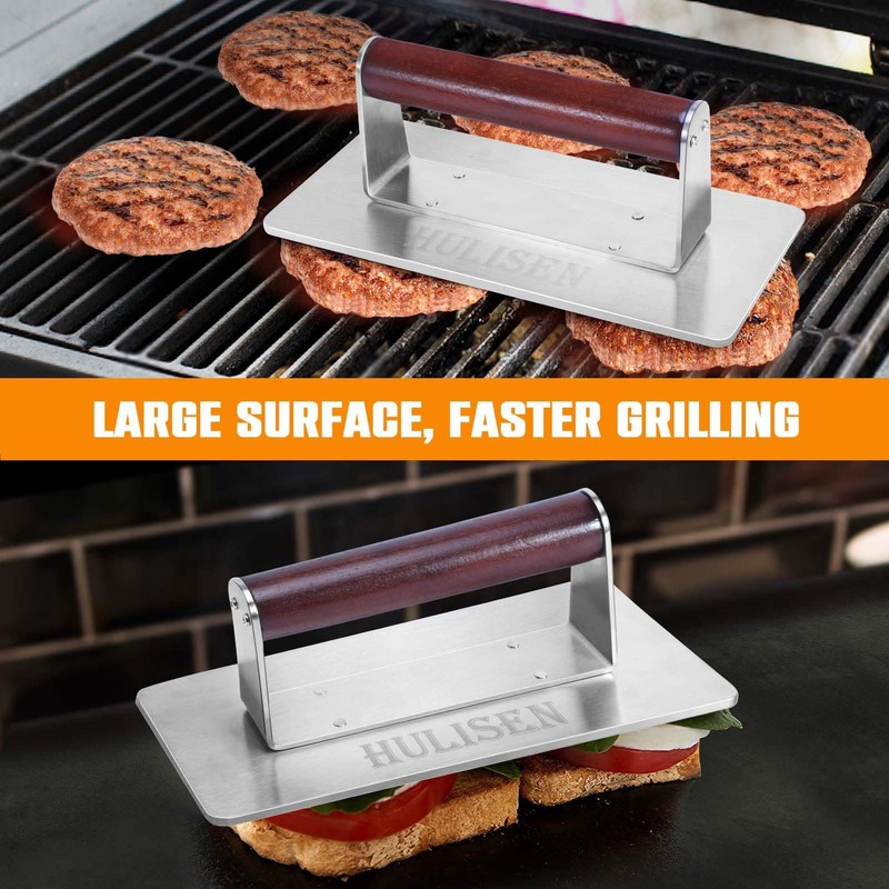 HULISEN Stainless Steel Bacon Press, 9 Inch Large Heavy Duty