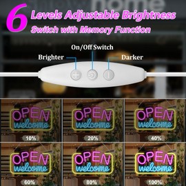 Open Signs for Business, Bright High Visibility 16.9"X 9.4" LED Neon Open Sign Powered by USB with ON/OFF Switch, Adjustable Open Sign for Bar Shop Coffee Salon Hotel Store Walls Window Door Storefront