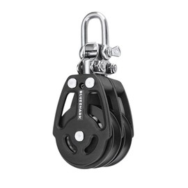 Blue Shark 2254-38 mm Fixed Double Aluminum Sailing Block - Max Line: 3/8” (10 mm), Safe Working Load (SWL): 1600 lbs, Breaking Load: 2850 lbs (1-Pack)