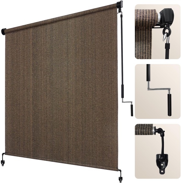 Artpuch Artpuch Outdoor Roller Shade 8'(W) x8'(H) Fabric Blind Mocha